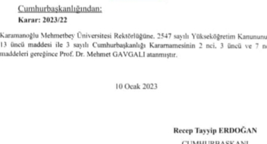 Karamanoğlu Mehmetbey Üniversitesi Rektörlüğüne Prof Dr Mehmet Gavgalı atandı.
