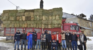 Bayburtlu çiftçilerin deprem bölgesine yem desteği devam ediyor
