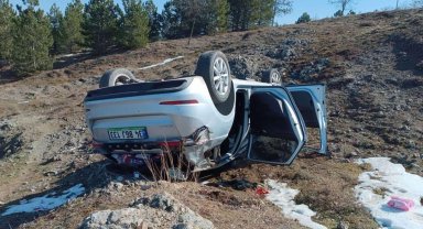 Bilecik'te şarampole yuvarlanan otomobilin sürücüsü yaralandı