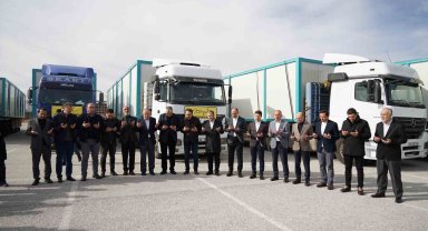 Hatay'daki Konya Konteyner Kenti için 10 tır daha dualarla yola çıktı
