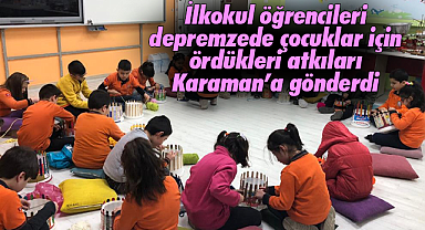 İlkokul öğrencileri depremzede çocuklar için ördükleri atkıları Karaman'a gönderdi