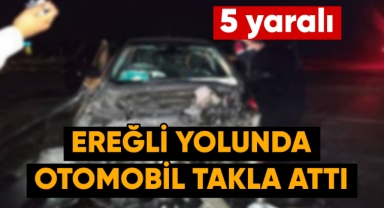 Ereğli yolunda otomobil takla attı: 5 yaralı