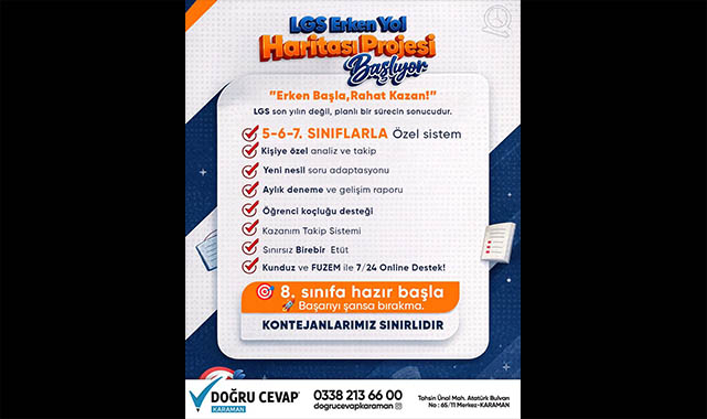 Doğru Cevap Eğitim Kurumları'ndan LGS'ye Erken Hazırlık Hamlesi