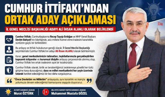Cumhur İttifakı’ndan İl Genel Meclisi Başkanlığı İçin Ortak Aday Açıklaması