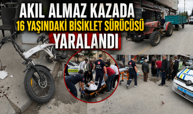 Akıl Almaz Kazada 16 Yaşındaki Bisiklet Sürücüsü Yaralandı