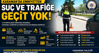Karaman’da Suç ve Trafik Denetimlerinde Dikkat Çeken Bilanço