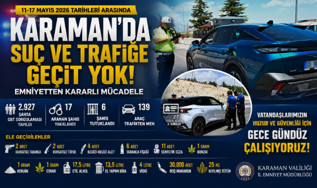 Karaman’da Suç ve Trafiğe Sıkı Denetim: 17 Şahıs Yakalandı