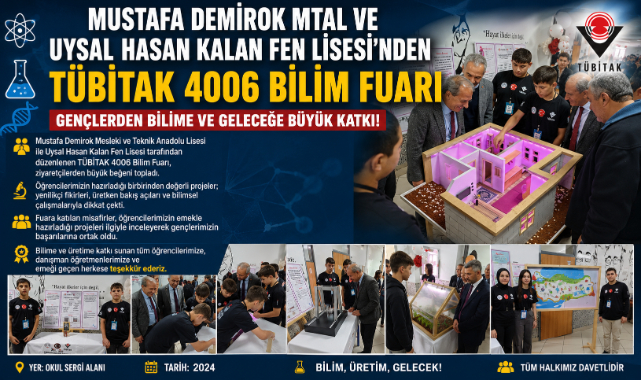 MUSTAFA DEMİROK MTAL VE UYSAL HASAN KALAN FEN LİSESİ’NDEN TÜBİTAK 4006 BİLİM FUARI